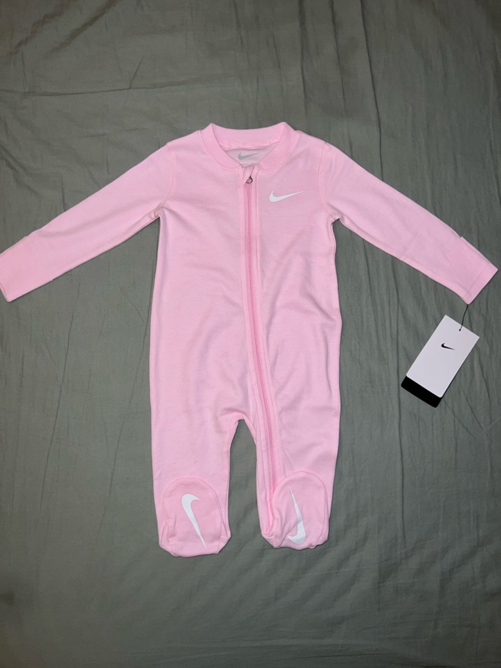 Nike Light Pink Baby Footed One-Piece Zipper Coverall